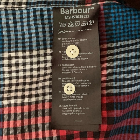 Barbour Men's Tailored Fit, Check Print, Button Down Shirt, Size Medium - Picture 11 of 12